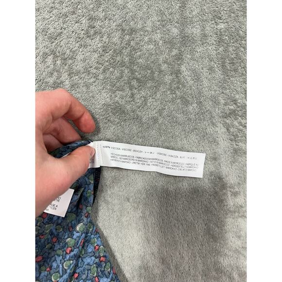 Zara Basic Mini Dress Blue Floral Long Sleeve Ties in Back Size Medium - Picture 3 of 7